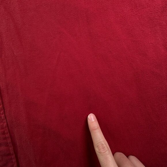 VTG Ralph Lauren Polo Bear Logo Combed Cotton Button Up Shirt Men Red Heavy Soft - Picture 12 of 16